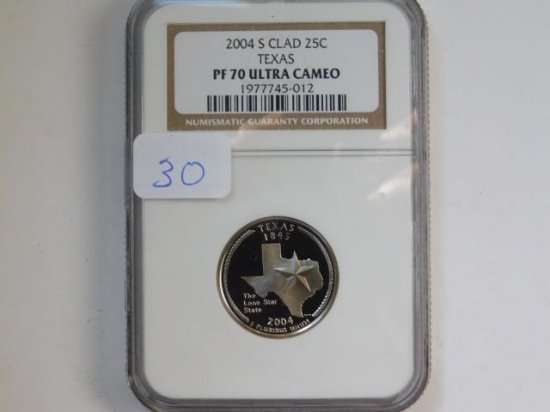 2004S TEXAS STATE QUARTER NGC PF70 ULTRA CAMEO (PERFECT GRADE)