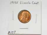 1948D LINCOLN CENT BU RED