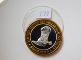BOOMTOWN/BOOT .999 SILVER GAMING TOKEN