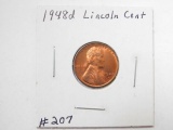 1948D LINCOLN CENT BU RED