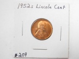 1952S LINCOLN CENT BU RED