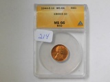 1944S LINCOLN CENT ANACS MS66 RED GREYSHEET $20.