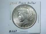 1922 PEACE DOLLAR AU+