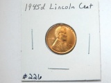 1945D LINCOLN CENT BU RED