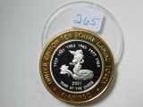 2001 FLAMINGO/YEAR OF THE SNAKE .999 SILVER GAMING TOKEN