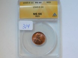 1945S LINCOLN CENT ANACS MS66 RED GREYSHEET $20.