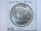 1922 PEACE DOLLAR BU