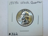 1954S WASHINGTON QUARTER BU