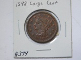 1848 LARGE CENT XF