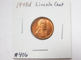 1948D LINCOLN CENT BU RED