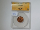 1944S LINCOLN CENT ANACS MS66 RED GREYSHEET $20.