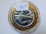 RENO-HILTON/'34 DE HAVILLAND .999 SILVER GAMING TOKEN