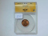 1944S LINCOLN CENT ANACS MS66 RED GREYSHEET $20.