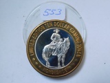 HORESHOE/HORSE & RIDER .999 SILVER GAMING TOKEN