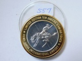 1998 RENO-TAHOE/HORSE & RIDER .999 SILVER GAMING TOKEN