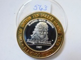 1997 HILTON/AMERICAN SUPERSTARS .999 SILVER GAMING TOKEN