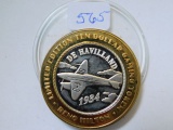 HILTON/'34 DE HAVILLAND .999 SIVLER GAMING TOKEN