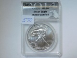 2014 SILVER EAGLE ANACS MS70 (PERFECT GRADE)