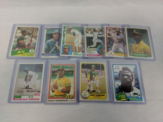 Lot of 10 Different Rickey Henderson Cards