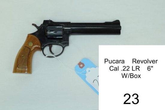 Pucara    Revolver    Cal .22 LR    6"    SN: 63575    Condition: 80%    W/