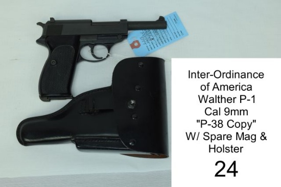 Inter-Ordinance of America    Walther P-1    Cal 9mm    "P-38 Copy"    W/ S