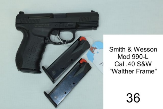 Smith & Wesson    Mod 990-L    Cal .40 S&W    "Walther Frame"    SN: SAS381