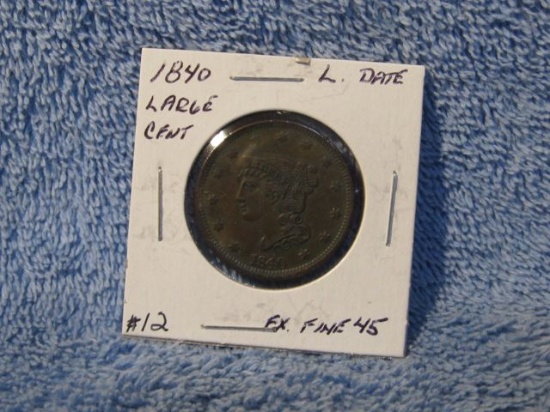 1840 LARGE LETTERS LARGE CENT XF
