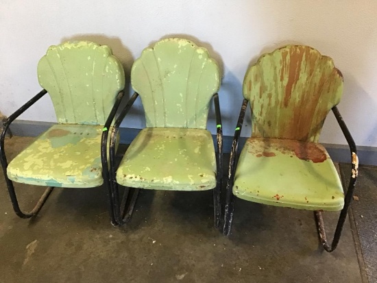 3 Antique Metal Patio Chairs