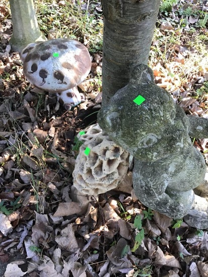 Mushroom and Figural Concrete Statues