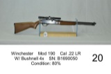 Winchester    Mod 190    Cal .22 LR    W/ Bushnell 4x    SN: B1690050    Co