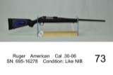 Ruger    American    Cal .30-06    SN: 695-16278    Condition: Like NIB
