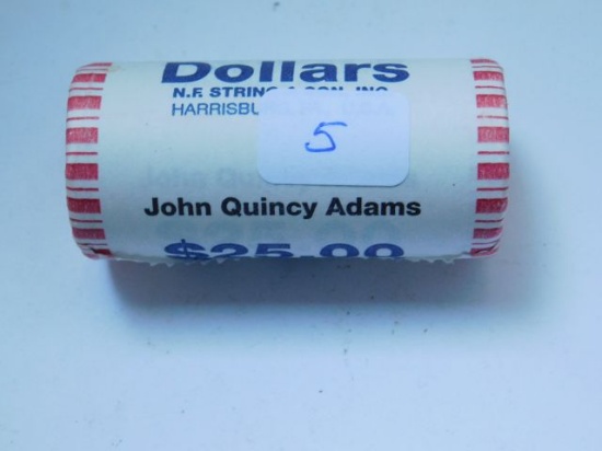 25 JOHN QUINCY ADAMS DOLLARS IN BANK ROLL BU