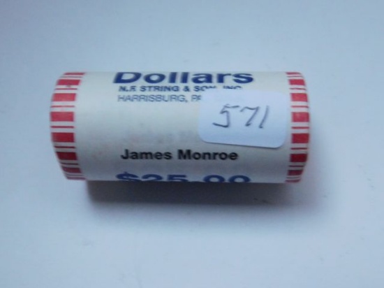 ROLL OF 25-2008P JAMES MONROE DOLLARS IN BANK ROLL BU
