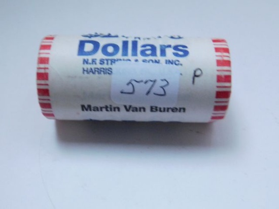 ROLL OF 25-2008P MARTIN VAN BUREN DOLLARS IN BANK ROLL BU