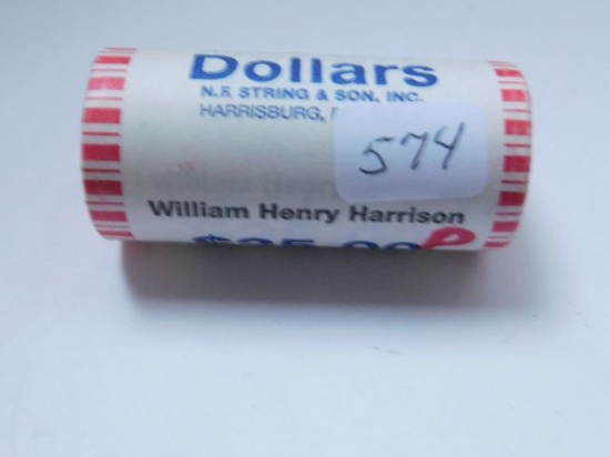 ROLL OF 25-2009P WILLIAM H. HARRISON DOLLARS IN BANK ROLL BU