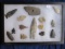 FRAME W/14 NATIVE AMERICAN OHIO ARTIFACTS INCL. 4 1/4