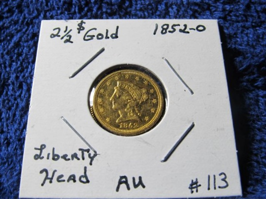 1852O $2.50 LIBERTY HEAD GOLD PIECE AU