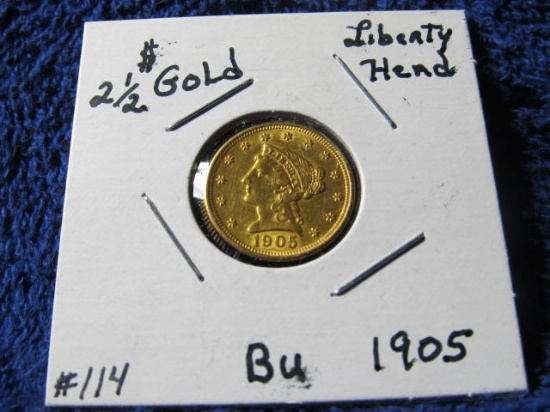 1905 $2.50 LIBERTY HEAD GOLD PIECE BU
