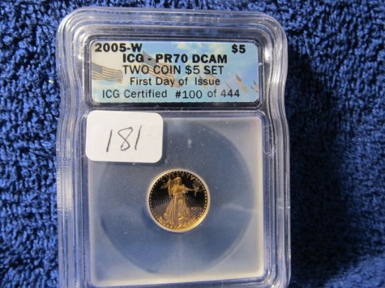 2005W 1/10-OZ. GOLD EAGLE IN ICG PR70 DCAM HOLDER