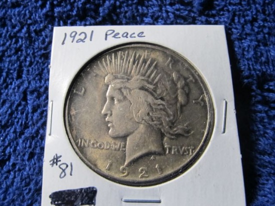 1921 PEACE DOLLAR AU+