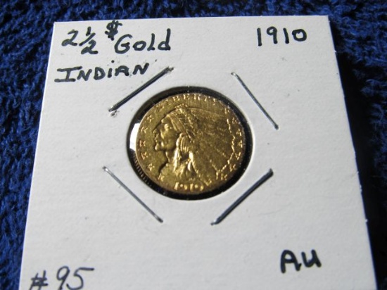 1910 $2.50 INDIAN HEAD GOLD PIECE AU