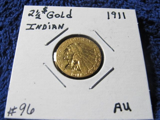 1911 $2.50 INDIAN HEAD GOLD PIECE AU