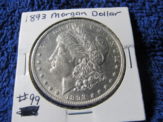 1893 MORGAN DOLLAR AU+