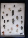 FRAME W/25 NATIVE AMERICAN OHIO ARTIFACTS