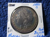 1880S MORGAN DOLLAR (COLORFUL TONING) BU