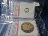 2008 REAGAN SALUTE GOLD CLAD MEDAL & 2007 .999 SILVER PROPOSED COIN PRESIDE