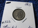 1865 3-CENT NICKEL AU+