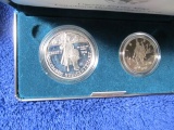 1992 COLUMBUS QUINCENTENARY 2-COIN SET IN HOLDER PF