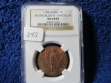 1788 DATED 1-CENT MASSACHUSETTS EVANS COPY NGC MS64 RB