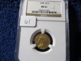 1908 $2.50 INDIAN HEAD GOLD PIECE NGC MS61